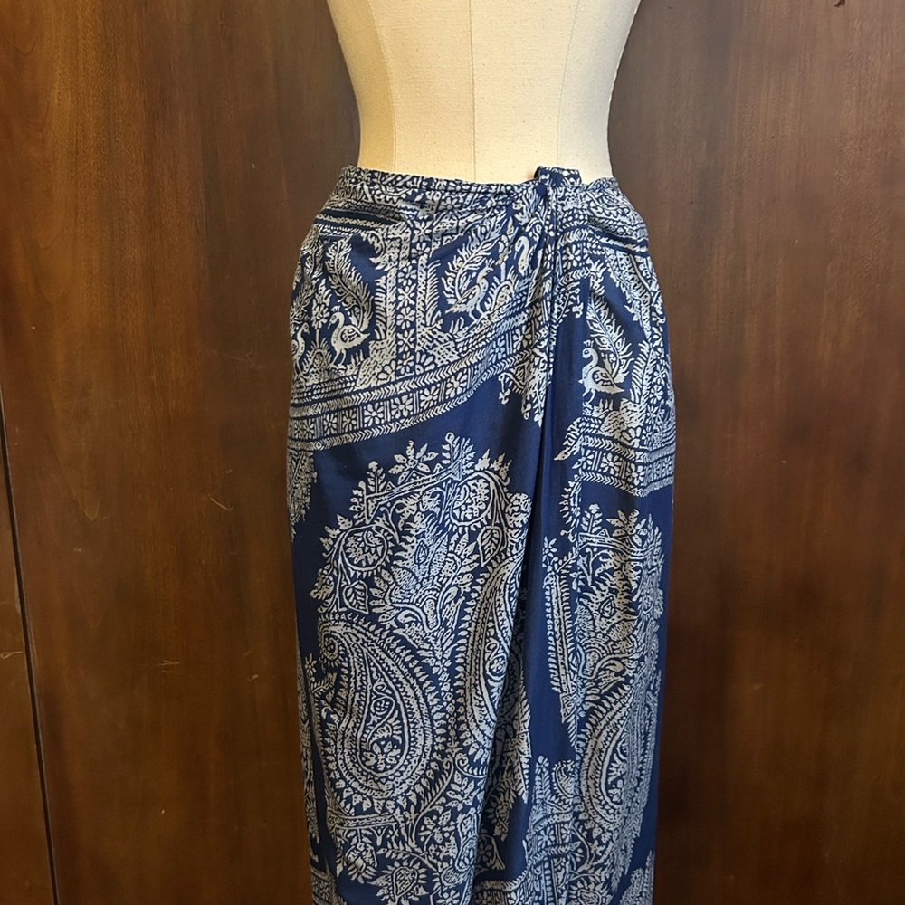 Blue Bandanna Print Designer Wrap Skirt 12 - Picture 2 of 12